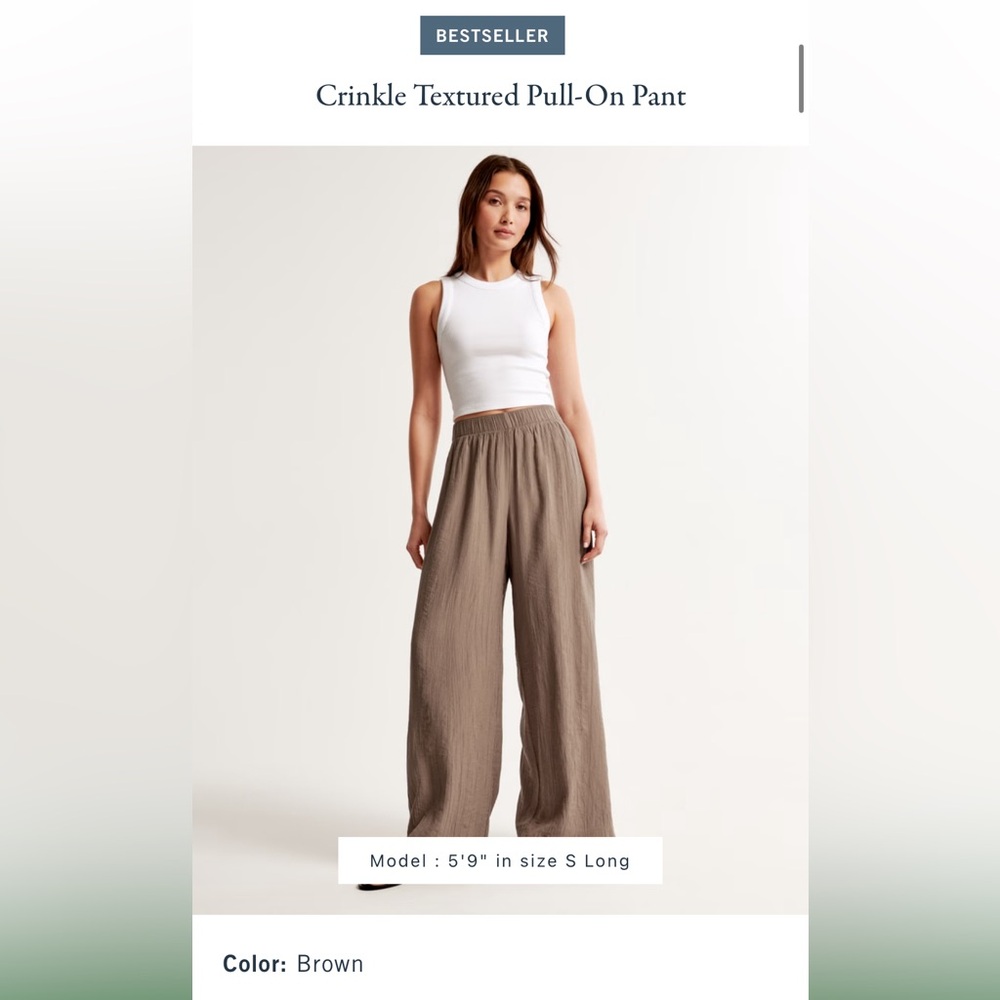 Abercrombie and Fitch Crinkle Textured Pull-On Pant: Small, Brown